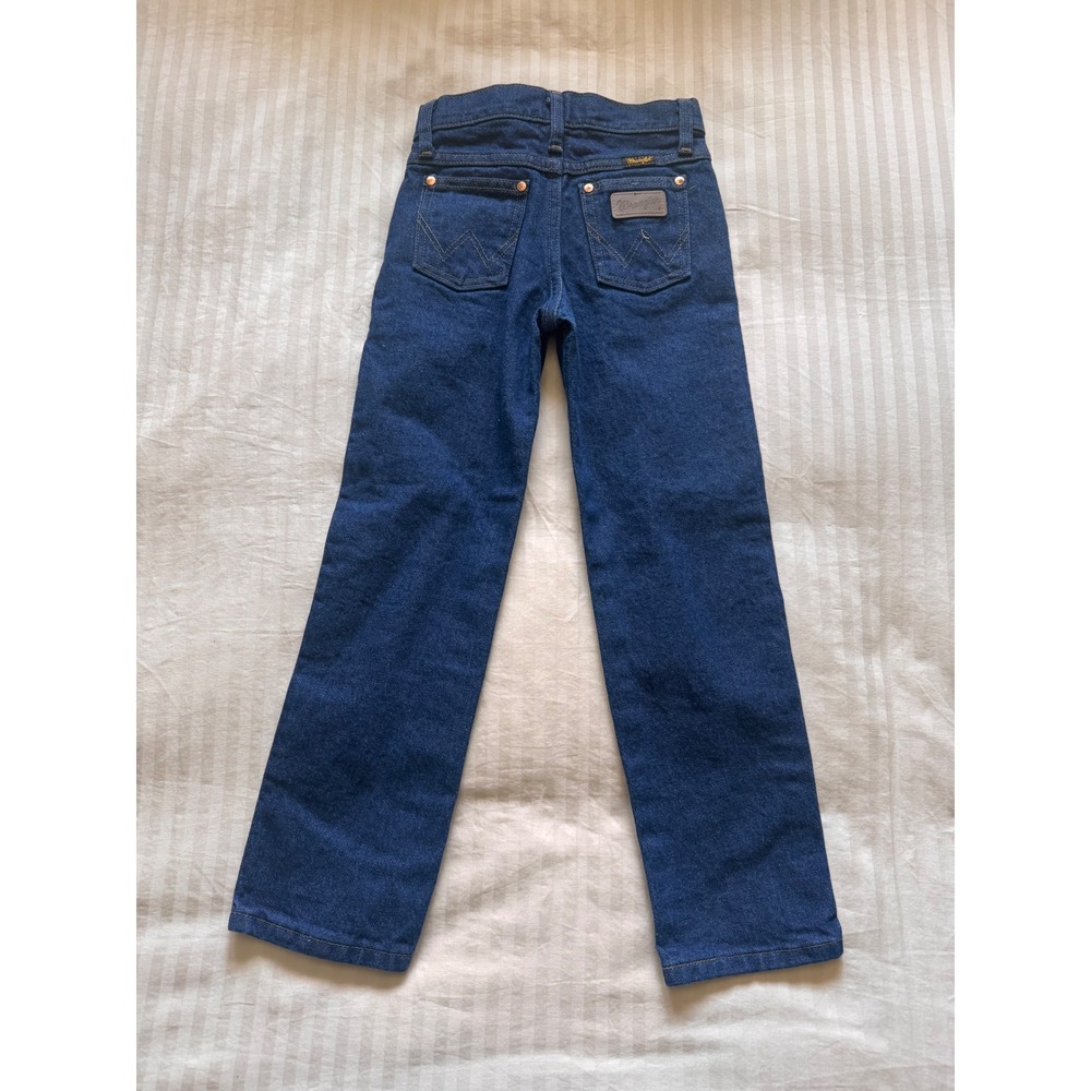 Wrangler Boys Cowboy Cut Slim Fit Jeans Dark Wash Denim Size 7 Adjustable Waist
